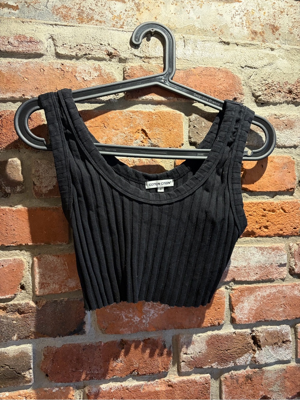 Cotton Citizen Black Ribbed Cropped Tank